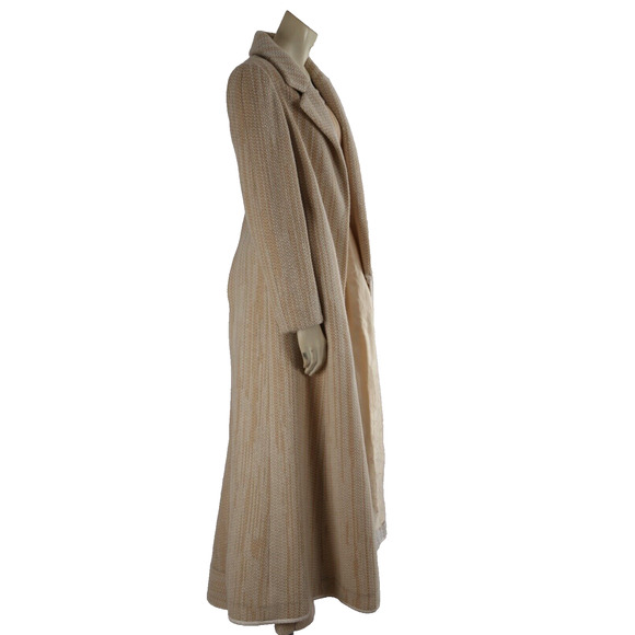 CHANEL 01A Fall 01 Beige 2 Piece Sleeveless Sequin Dress Maxi Tweed Coat Suit 38 - Picture 4 of 16